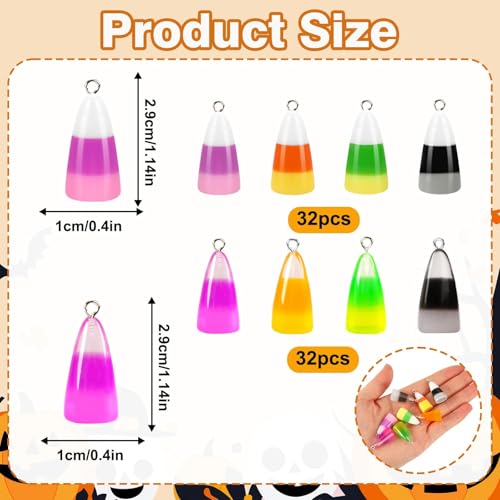 64Pcs Resin Candy Corn Charms Glow in The Dark Halloween Pendant | Mini Luminous Resin Fake Candy Corn, 32 Solid 32 Luminous , Fall Halloween Bracelet Necklace Jewelry Making, DIY Crafts - style: Candy Corn Style
