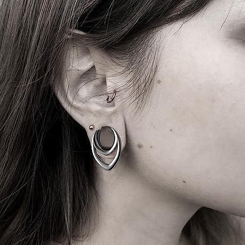 DOEARKO 2PCS Fashion Round Spiral Saddle 316 Stainless Steel Ear Tunnels Plugs Stretcher Gauges For Ear lobe Expander Piercing Body Jewelry - color: #1 Silver, size: 16mm(5/8")