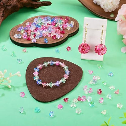 160Pcs Crystal Glass Flower Beads Bulk Bead Caps for Jewelry Making Cute Floral Trumpet Glass Beads for Jewelry Making Bracelet Earring Charms Handmade Earring Crafts Supplies - color: Glass-Trumpet
