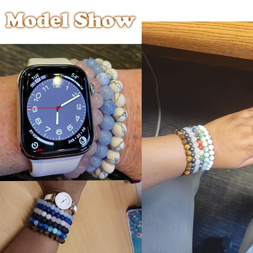 FIRAZIO 16PCS Crystal Stone Beaded Bracelets for Women Men 8MM | Semi-Precious Gemstone Bracelet Round Beaded Stretch Bracelets Unisex Stress Relief Yoga Bracelets Gifts