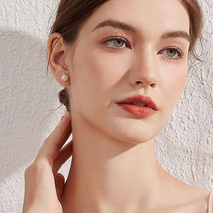 Han han Pearl Stud Earrings for Women 925 Sterling Silver, Pearl Jewelry Gift for Women 8MM-13MM - style: B-Small Pearl Studs 8mm