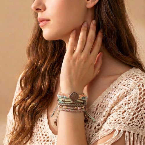 Wakami Charm Bracelet Stack Beaded Stackable Bracelets for Women - color: Day | 6.5IN