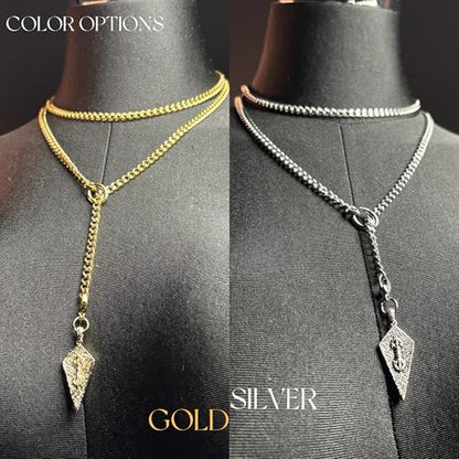 18K Gold Plated Knight's Shield Slip Chain for Women - color: 18KGold-Plated, size: 39''
