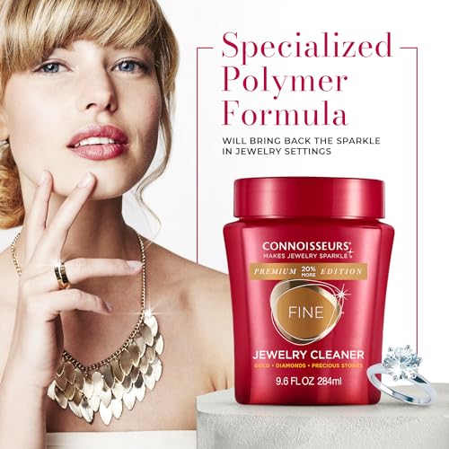 CONNOISSEURS Premium Edition Jewelry Cleaner, Value Size 9.6oz - Pick from Fine, Silver or Delicate Jewelry Cleaner - style: Fine - 9.6 Ounce + Polishing Cloth