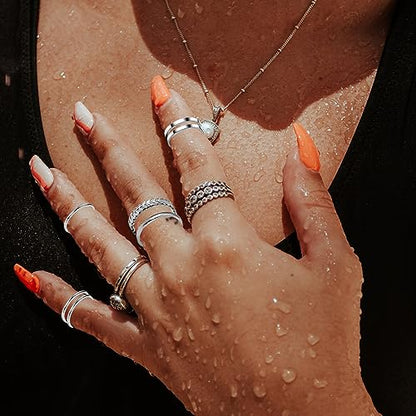 17PCS Silver Knuckle Rings for Women Stainless Steel Rings Set Midi Stackable Rings Simple Smooth Finger Rings Silver Adjustable Rings Jewelry Gift - color: 17 pcs