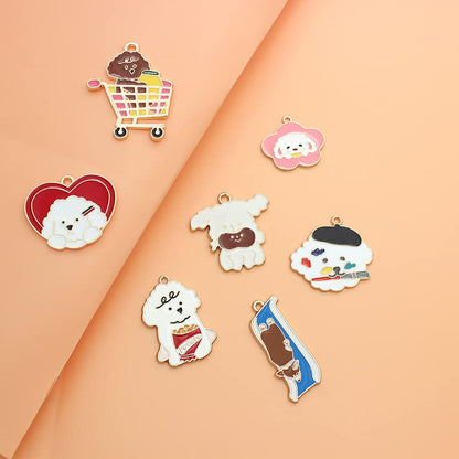 Bulk Gold Enamel Charms for Jewelry Making, Colorful Metal Charms Pendant for Bracelet Necklace and Crafting - color: Cartoon Dog Brown & White
