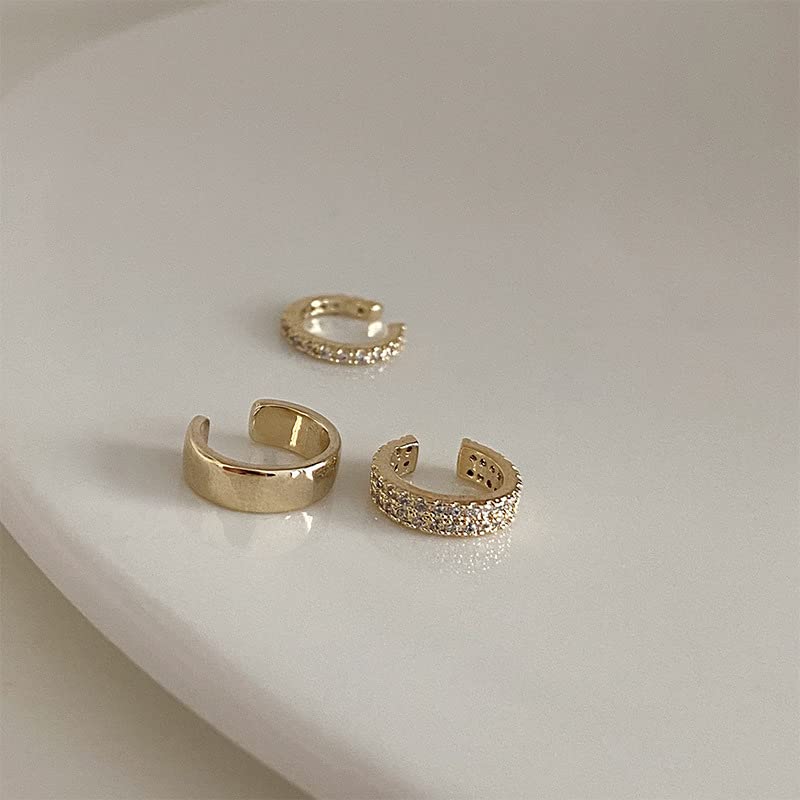Ear Cuff for Women 14K Gold Plated Cuff Earrings Cubic Zirconia Hoop Huggie Ear Cuffs for Girls Gold Ear Cuffs Non Pierced Ear Clips Cartilage Earring Women Jewelry - color: Gold A