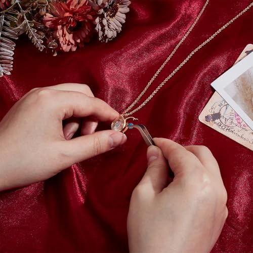 Memory Locket Charm Flat Round DIY Picture Photo Necklace Making Kit Chain Necklace Living Floating Glass Photo Frame Pendant for Women Men Wedding Christmas Jewelry Making - style: Flat Round