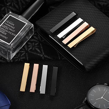 HAWSON 2 inch Tie Clips for Men-Skinny Tie Bar Tie Set for Wedding Anniversary Business and Best Gift for Dad Husband Brother - color: 8 PCS-Brush and Shiny