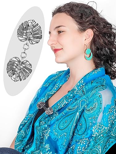 Syhood 5 Pieces Shawl Clips Cloak Clasp Cardigan Sweater Clips Vintage Collar Retro Cloak Brooches and Silver Shawl Pins - style: Leaves Style