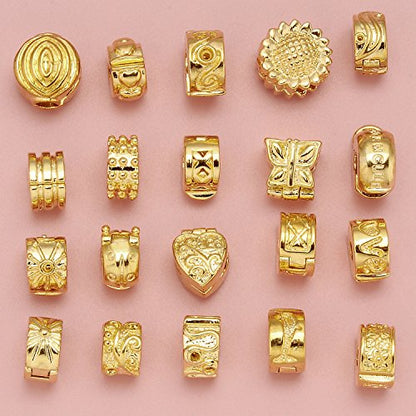 RUBYCA 20pcs Mix Lot of Gold Color Clip Lock Stopper Clasp Beads DIY fit European Charm Bracelet - color: Mix Models, size: 20 PCS