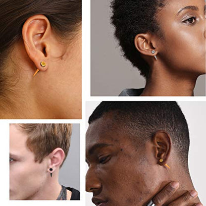 PROSTEEL Stainless Steel Huggie Hoop Earrings for Mens Gold/Black/Silver | Skull/Infinity Pattern, Spike/Cuban Links 4 Design Options Hypoallergenic Lightweight Earring Hip Hop Punk Gothic Jewelry - style: Long Spike(3 Pairs)