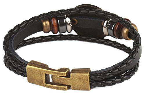 Punk Alloy Leather Bracelet for Constellation Braided Rope Bracelet Bangle - style: Cancer