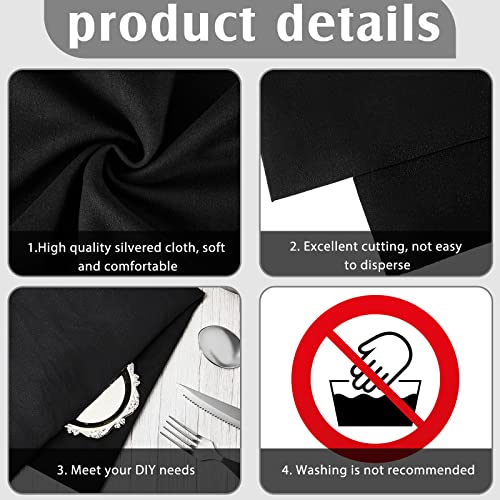 Jecery 2 Yard Anti Tarnish Silver Cloth Luxury Polishing Cloth by the Yard for Jewelry Silverware Flatware Silversmith Storage(Black) - color: Black