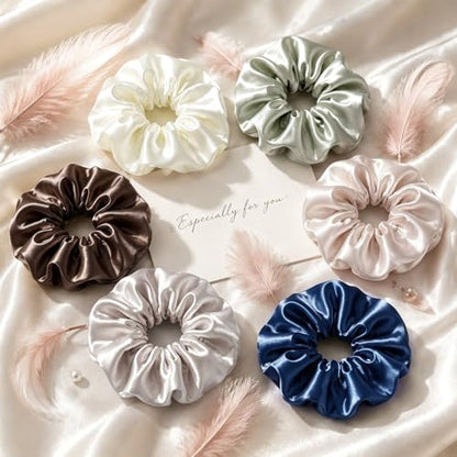 32 Pcs Satin Scrunchies for Women,16 Colors Silk Scrunchies Ponytail Holders,Satin Hair Ties and Bands for Thick,Thin and Curly hair