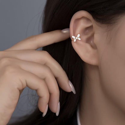 Ear Cuffs Earrings for Women Non Piercing Cartilage Cuff Wrap Clip on Earrings Trendy Pearl Rhinestone Tassel Chain Earrings Jewelry for Women - color: Butterfly Ear Cuff