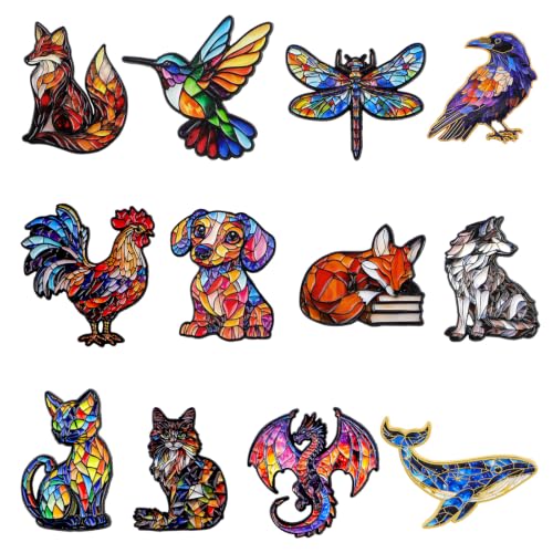 4/6/9/10/12/16/20PCS Cute Enamel Pins Bulk Set, Art Aesthetic Lapel Brooches, Humorous Quote Pins for Backpacks Jackets Hats Bags, Novelty Cool Badges for Women, Men, Teens, Kids - style: 12pcs Animal