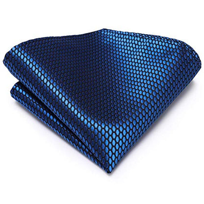 Dubulle Mens Paisley Striped Tie Woven Necktie for Men and Handkerchief Cufflinks Set Wedding Formal Business - color: Blue
