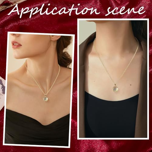 Memory Locket Charm Flat Round DIY Picture Photo Necklace Making Kit Chain Necklace Living Floating Glass Photo Frame Pendant for Women Men Wedding Christmas Jewelry Making - style: Flat Round