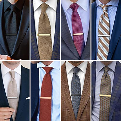 HAWSON 2 inch Tie Clips for Men-Skinny Tie Bar Tie Set for Wedding Anniversary Business and Best Gift for Dad Husband Brother - color: 8 PCS-Brush and Shiny
