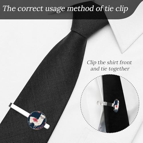 Tie Clip for Men, Tie Bar Cufflinks Set, Copper Necktie Clip And Shirt Cuff Links for Business Wedding Gift - color: Lovely Llama Floral