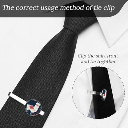 Tie Clip for Men, Tie Bar Cufflinks Set, Copper Necktie Clip And Shirt Cuff Links for Business Wedding Gift - color: Lovely Llama Floral