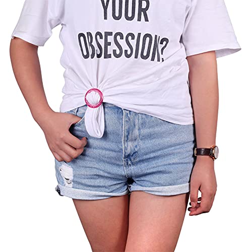 Boao 8 Pcs Scarf Ring Clip Shirt Ties Clips for Women Resin Clothes Corner Knotted Button Round Circle Shirt Clips Buckle Tshirt Clip Tightener for Loose Clothes Halloween 80s Accessories - style: Fresh Style