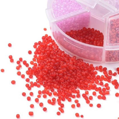 1Box 12/0 Glass Seed Beads 2mm Small Beads Round Loose Spacer Bead for DIY Friendship Bracelet Necklace Earring Summer Jewelry Making Phone Starp Craft Supplies Hole: 1~1.5mm About 600pcs/box Red - color: Red-2mm