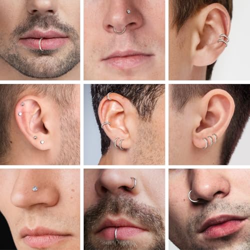 Surgical Steel Nose Ring 16G 18G L Shape Nose Studs Body Piercing for Women - color: A-Silver