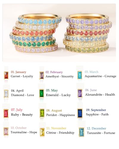 Birthstone Rings for Women 14K Gold Filled Stacking Rings for Oura Ring Gen 4/Oura Ring Gen 3, Cubic Zirconia Wedding Eternity Bands - color: 11.November