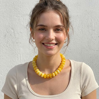 Elegance 11 designs Colorful Chunky Beaded Necklace for Women,Thick Acrylic Disc Bead Choker Statement Necklace Cute Trendy Necklaces Jewelry Gifts for Women - color: Yellow