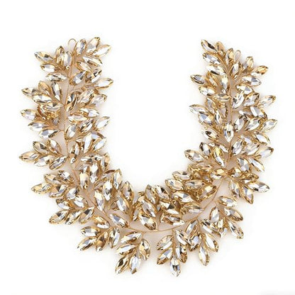 Missgrace Women Silver Green Black Red Blue Handmade Full Crystal Rhinestone Large Headband Hair Vine Shinny Headpiece Bridal Wedding Hair Accessories for Women (Champagne) - color: Champagne