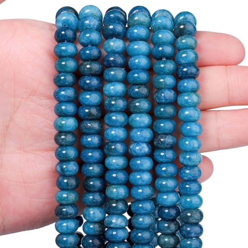 Songxi 5x8mm Natural Apatite Stone Rondelle Beads, 75PCS Spacer Round Loose Abacus Beads for Jewelry Making, Gemstone for Bracelet Necklace Earrings, Arts and Crafts - color: Apatite Stone