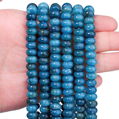 Songxi 5x8mm Natural Apatite Stone Rondelle Beads, 75PCS Spacer Round Loose Abacus Beads for Jewelry Making, Gemstone for Bracelet Necklace Earrings, Arts and Crafts - color: Apatite Stone