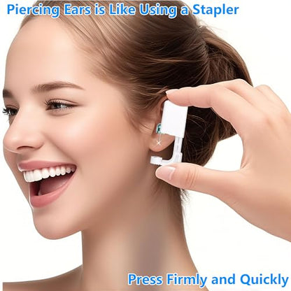Ear Piercing Kit - Disposable Piercing Gun Preloaded with Different Style 4mm Studs, at Home Self Piercer Kit (Classic Blue Diamond) - color: Classic Blue Diamond