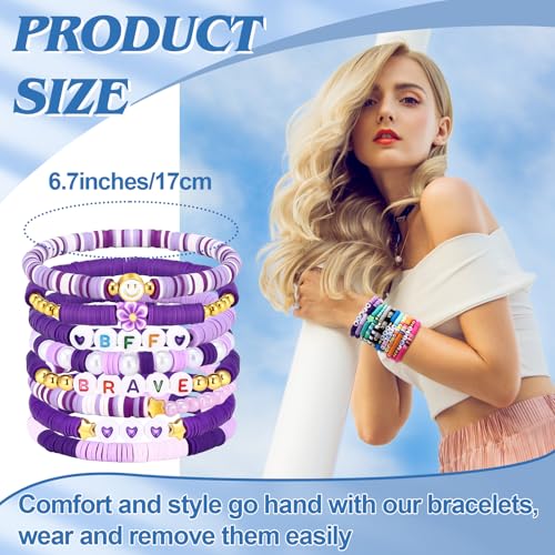Friendship Bracelets Heishi Surfer Clay Bead Bracelets Set Stackable Beaded Preppy Jewelry Bracelets Friendship Boho Y2K Bracelets for Women Teen Girls Party Favors - color: Esthetics