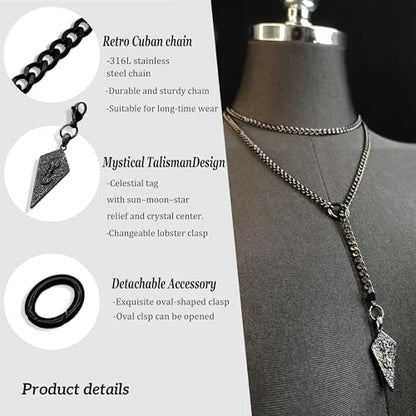 18K Gold Plated Knight's Shield Slip Chain for Women - color: Black, size: 39''