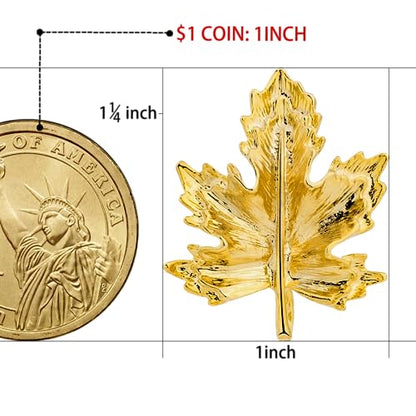 18K Gold Tone lapel Pins Brooch for Men Suit, Metal Flower Brooch Pins for Women, Mens Suit Accessories on Wedding Birthday Anniversary Father's Day. - color: Maple leaves