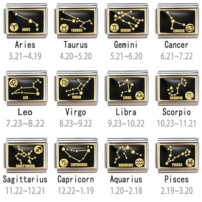 Italian Charm Bracelet Link, 12 Zodiac Constellation, 9mm, Sign Charm - color: Aquarius (1.20 ~ 2.18)