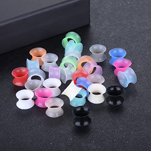 Xpircn 30Pcs Silicone Ear Gauges Flexible Ear Tunnels Plugs Stretchers Expander Double Flared Flesh Ear Piercing Jewelry for Women Men - style: Gauge:00G(10mm)