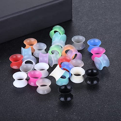 Xpircn 30Pcs Silicone Ear Gauges Flexible Ear Tunnels Plugs Stretchers Expander Double Flared Flesh Ear Piercing Jewelry for Women Men - style: Gauge:00G(10mm)
