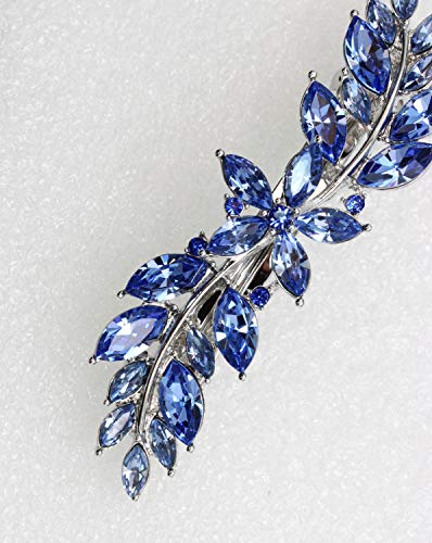Faship Gorgeous Blue Rhinestone Crystal Small Floral Hair Barrette Clip - color: Blue