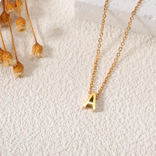 MOMOL Tiny Initial Necklace 18K Gold Plated Small Letter Necklace Personalized Name Necklace for Women - color: Gold W