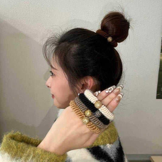 5Pcs Chic Hand-Braided Elastic Scrunchies with Shimmering Beaded Embellishments Versatile High-Stretch Hair Ties for Effortless Styling Fashionable Durable Hair Accessories for Women - color: Multicolored 19