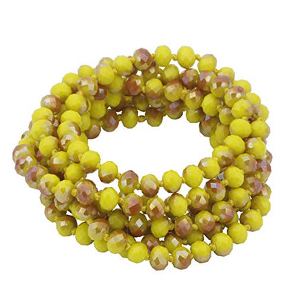 Firstmeet Fashion Beads Rope Knot Long Beaded Necklace Versatile 60" Strand Costume Jewelry for Women - color: XL-1182-Half Colorful Yellow