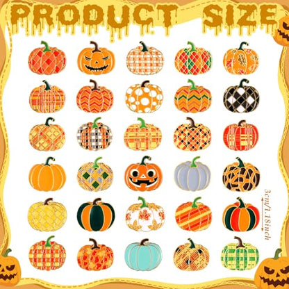 30/60 Pcs Cute Enamel Pins Bulk Plant Flower Animal Halloween Gothic Fall Pumpkin Cartoon Lapel Pin Brooches Jewelry Gift for Backpack Clothes Hats Accessories - style: Pumpkin