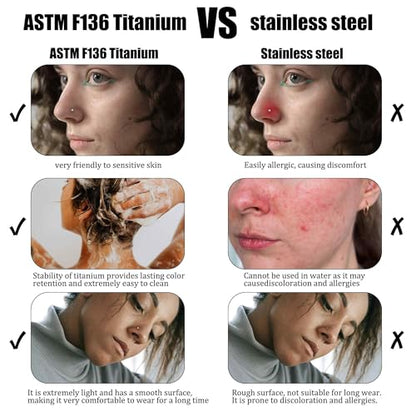ASTM F136 Titanium Nose Rings 18G 20G 22G Mix Color Heart Cubic Zirconia Nose Studs Ring Screw L-Shaped Bone Hypoallergenic Body Piercing Jewelry for Women 3mm 10PCS - style: Bone:20G(0.8mm)