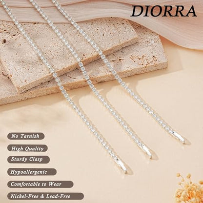 3mm/4mm Cubic Zirconia Classic Tennis Bracelet 14K Gold Plated/Silver Bracelets for Women Size 6.5-7.5 Inch - color: 3mm Tennis Silver, size: 19.5cm/7.5IN