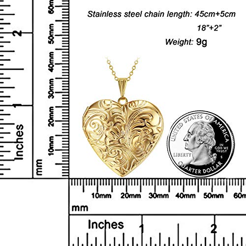 Locket Necklace that Holds Pictures Flower Lockets Pendant Necklaces Birthday Gifts Jewelry - style: Gold-plated Heart