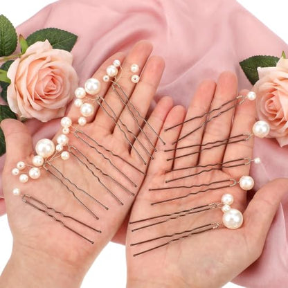 12Pcs Pearl Bobby Pins, Ymapinc Bridal Pearl Pins for Hair | Decorative Hair Clips Barrette, Bride Jewelry for Wedding Hairstyles (1set-12pcs, Coffee)